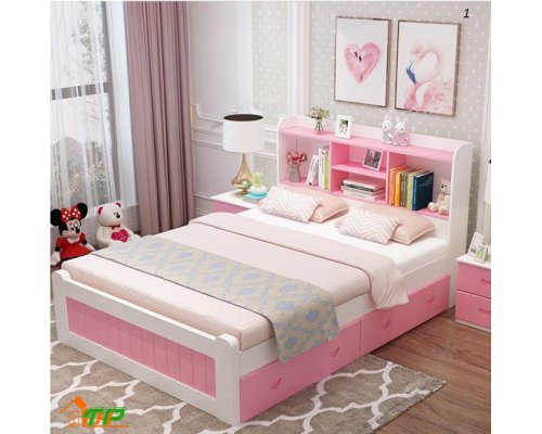 Giường ngủ bé gái màu hồng - gnte10